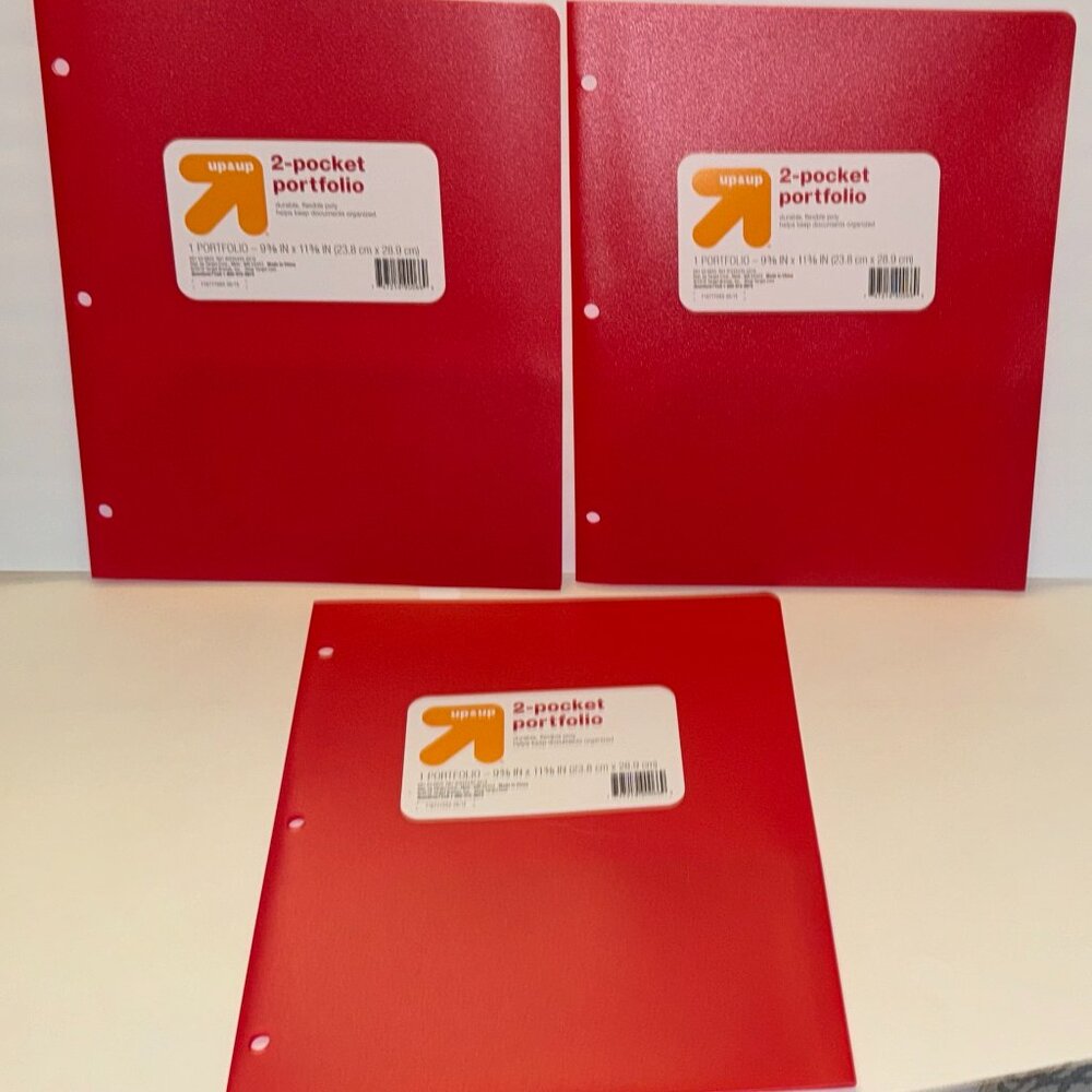 Red Plastic Folders 2 Pocket  Poly Portfolios Lot Of 3